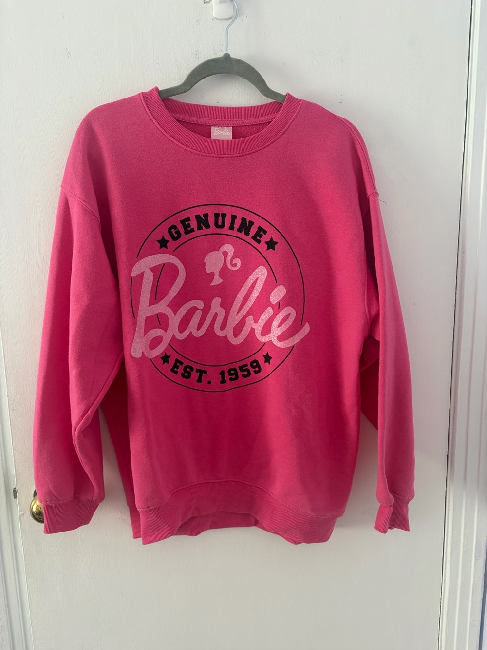 Barbie Hot Pink Logo Crewneck Sweatshirt